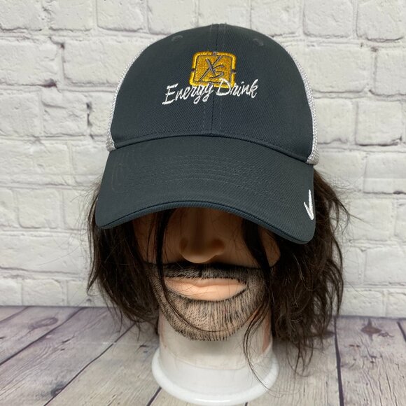 Nike Golf Hat Cap Flex Fit Gray White Mesh Size S/M - XS Energy Drink - Golfer - Picture 1 of 11